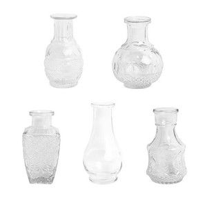 Flower Bud Glass Small Vintage Bottle Decorations, Garden, Home Decor 6 Vases